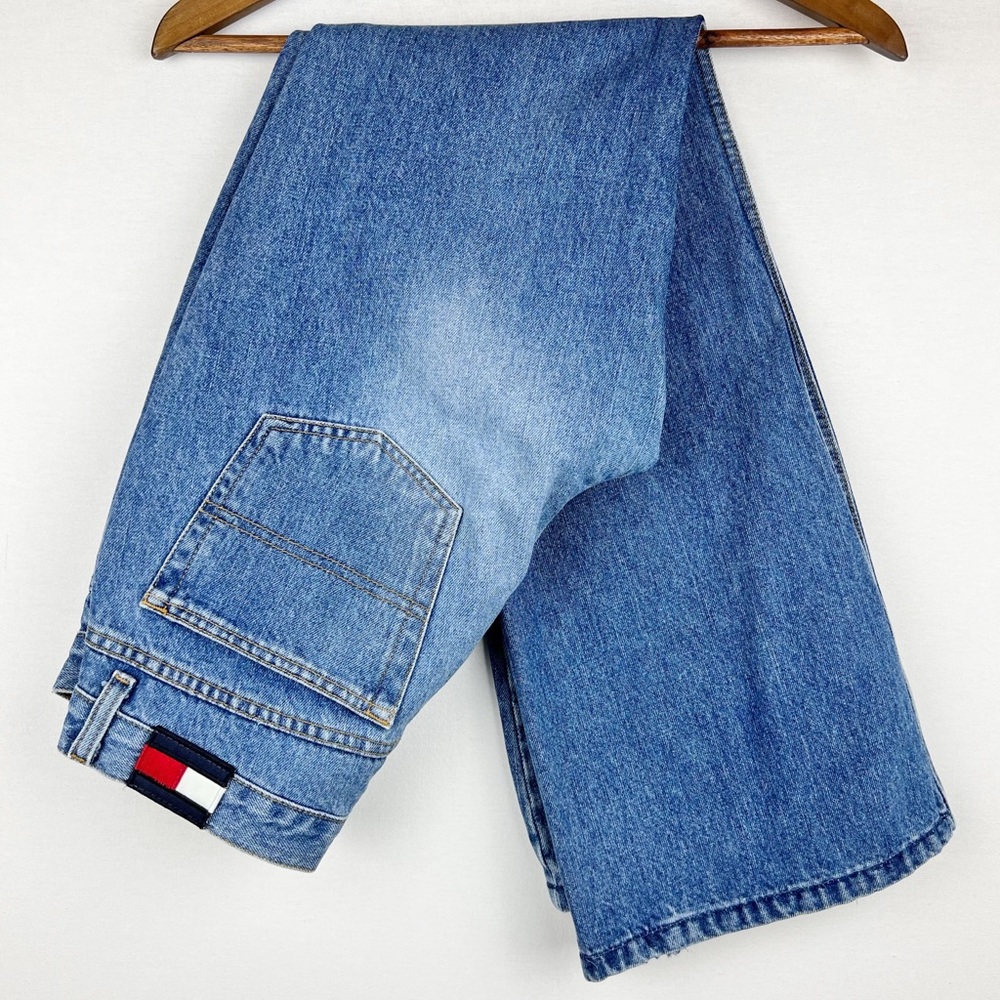 Vintage 90's Tommy Jeans Real Denim Mid-Rise Rave Grunge Hip-Hop Flared Leg